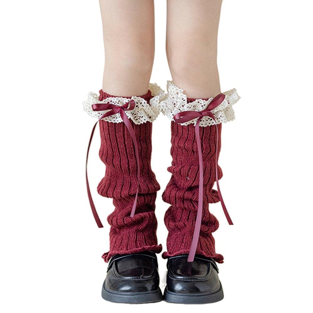 Kawaii High Elastic Lace Leg Warmers Lace Trim Knitted Foot Cover Sweet Style Children's Foot Warmer Children Wear