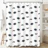 Modern Bath Shower Curtain With Blue Eyes Pattern Waterproof Fabric 180X240Cm White Background