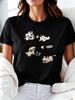 Cute Cartoon Dog Print WoUnisexs T Shirt Casual Outdoor Lightweight Comfortable Daily Wear Printed Round Neck Short Sleeve Season