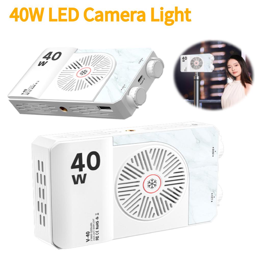 40W LED Camera Light 2800K-9000K RGB Video Light 4400mAh Rechargeable Handheld Fill Light Photography Lighting