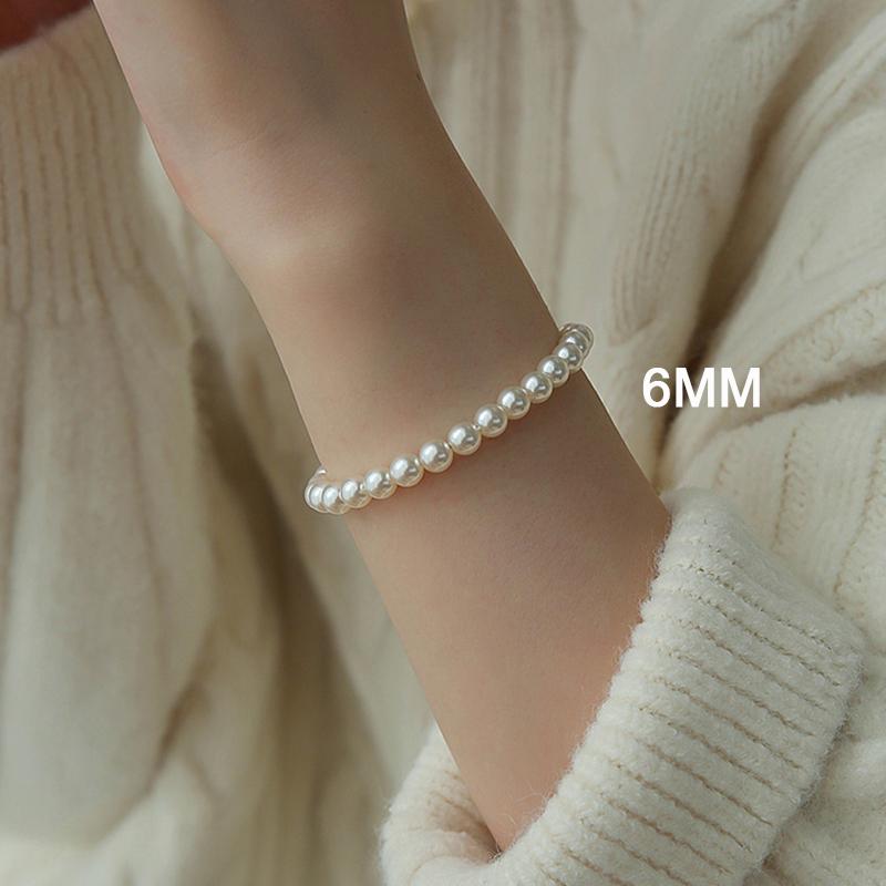 Simple Retro Imitation Pearls Bracelet for Women Stretch Acrylic Bead Men Bracelet Fashion Party Jewelry Pearl Wristband Gift