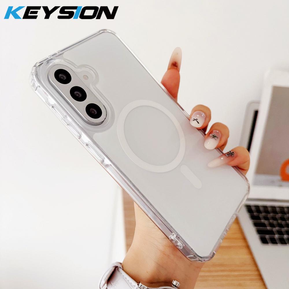 KEYSION Luxury Magnetic Case for Samsung A57 5G A37 5G Soft TPU+PC Shockproof Phone Back Cover for Galaxy A56 5G A36 5G