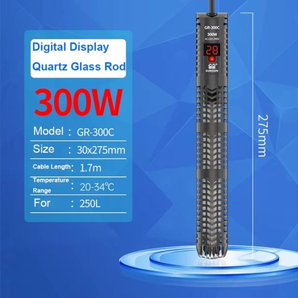 Adjustable Temperature Aquarium Submersible Heater LCD Display Heating Rod  Fish Tanks