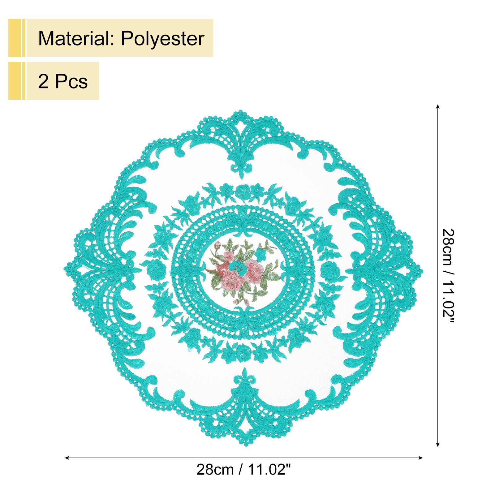 

2 шт. Ретро Кружевные Салфетки под Тарелку, Вышитые Ажурные Подставки под Чашку/Вазу, Настольный Коврик для Обеденного Стола, Кухни, Вечеринки, 11,02x11,02 дюйма, Темно-Голубой
