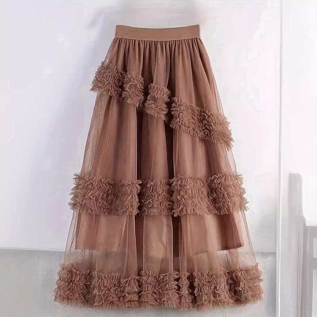 Dam Lång Tårtnätkjol med Stor A-linjekjol och Halvkroppskjol