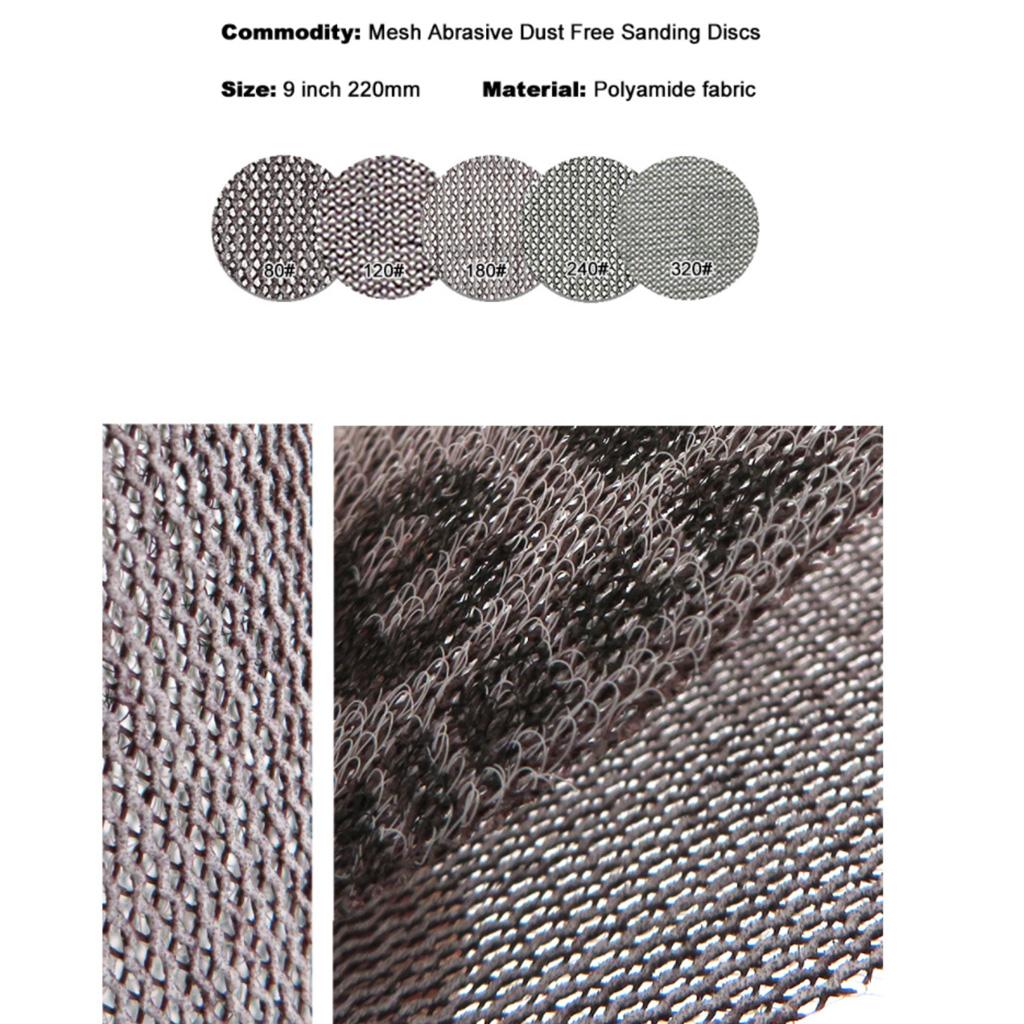 9in Discs Aluminum Oxide Sanding Disc 10-pack Self Stick 80/120/180/240/320 Grit