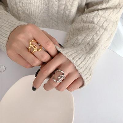 925 Sterling Silver Knotting Cross Open Ring Minimalist Gold Ring For Women Gift S-R659
