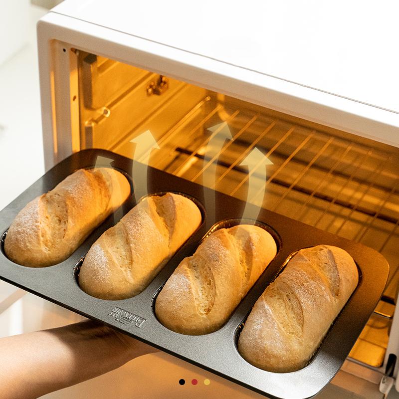 Dot Bun Pan, Perforated Carbon Steel Non-Stick Hotdog Bun Mold Bread Forms Crispy Mini Baguette Sandwich Baking Tray For
