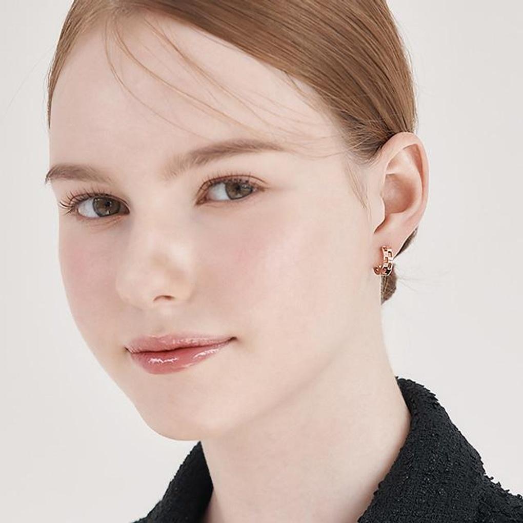 [ELLE Jewelry] 14K Square Space One-Touch Earrings ELGPEE552