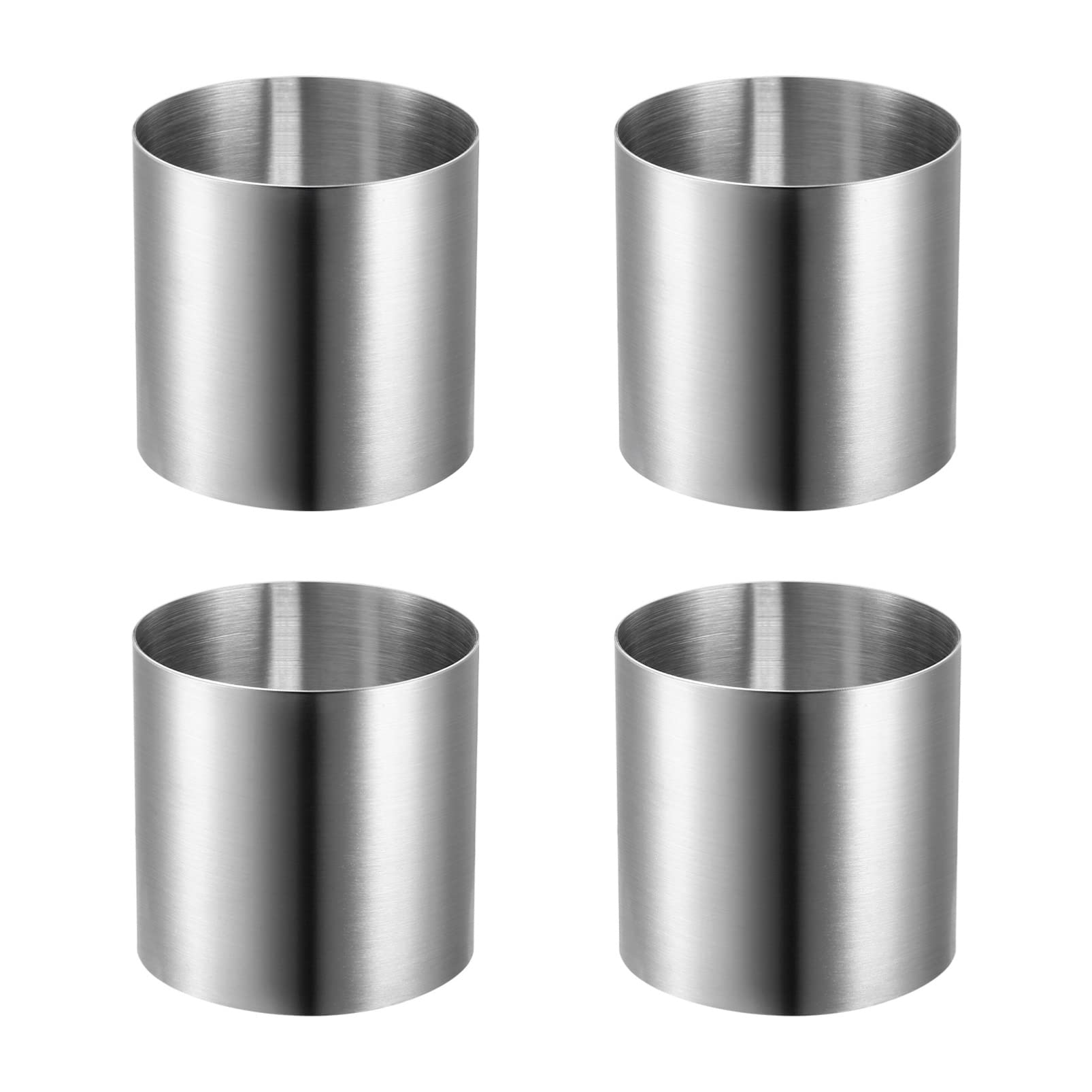 Amosfun Stainless Steel Circle Rings/Mousse Rings, 5cm Tall x 6cm Wide, Set of 4, Cookie Cutter, Cake Mold, Round, Small, Deep, Round Mold, Baking Rin