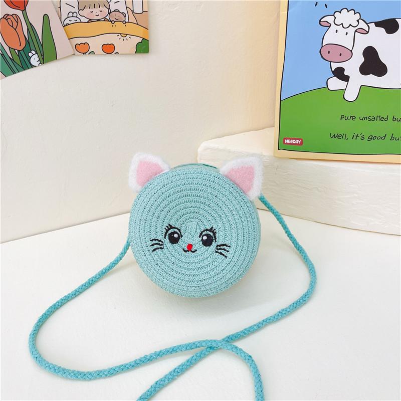 Adorable Mini Sac Tissé Chat Pour Filles Accessoire Élégant Pour Tout-Petits Couleurs Vives