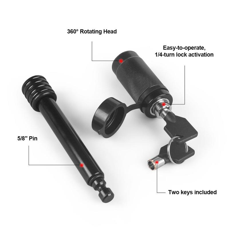 Trailer Hitch Lock 5/8 Inch Carbon Steel Towing Hitch Receiver Lock Anti-Theft Waterproof Hitch Receiver Pin Lock for Truck Car