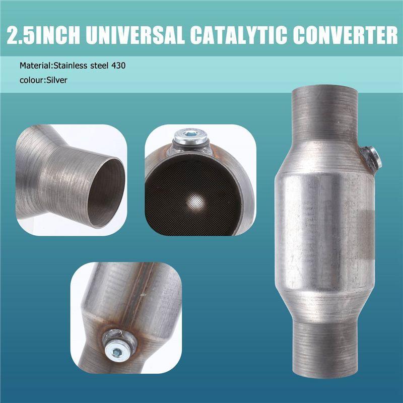 AA92-2.5Inch Spun Universal Catalytic Converter High Flow Stainless Steel 425250 Exhaust Catalytic Converter