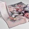 100% Natural Silk Square Scarf  Women Flower Print Small Real Silk Bandana Hair Scarf Luxury Neckscarf Pure Silk Head Scarf