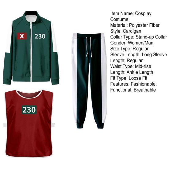 Kostým Hry oliheň 3. série Třídílný set Korea Převlek Pánský oblek pro Tým Modrý Sportovní Unisex Mikiny Sportovní oblek