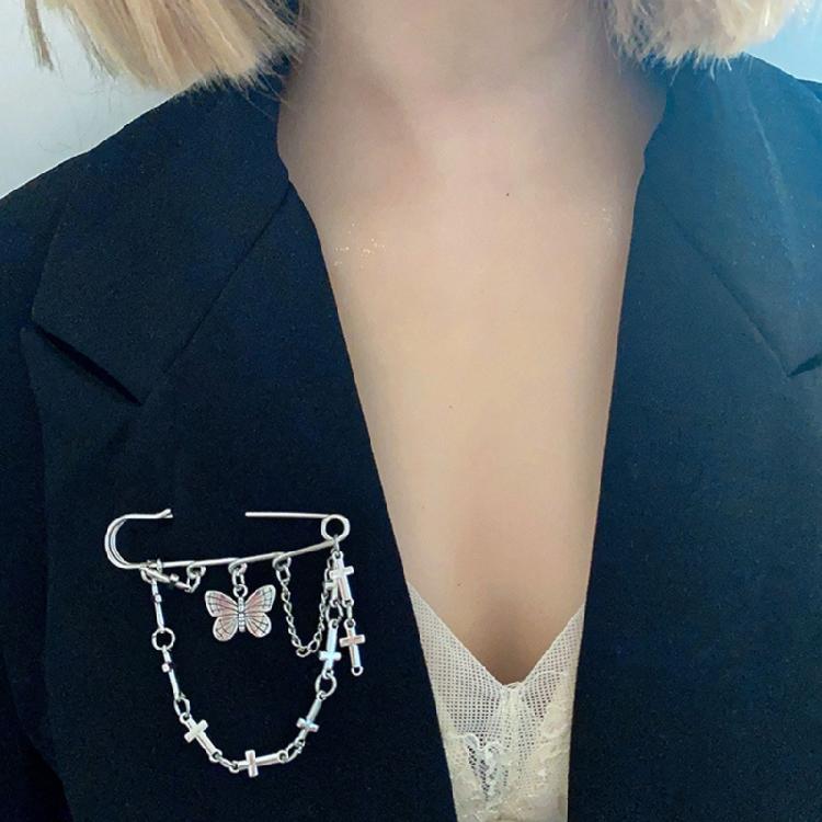 Trendy Star Women Brooch Pin Tassels Chain Safety Pins Backpack Handbag Ornament