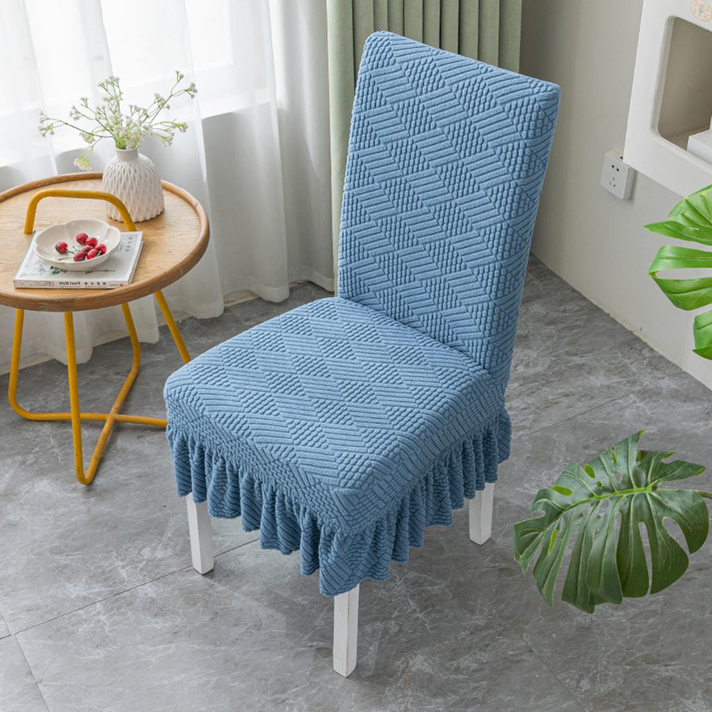 Stretch Chair Cover Skirted One Piece Dining Chair Slipcover Elastic Fabric Durable Texture Fit Most Standard Chairs