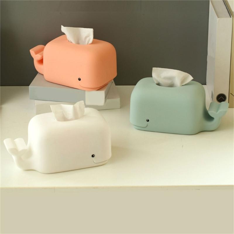 Abnehmbarer Boden Wal Taschentuchbox Abdeckung Silikon Walförmiger Papierhandtuchhalter für Heim- und Bürodekoration