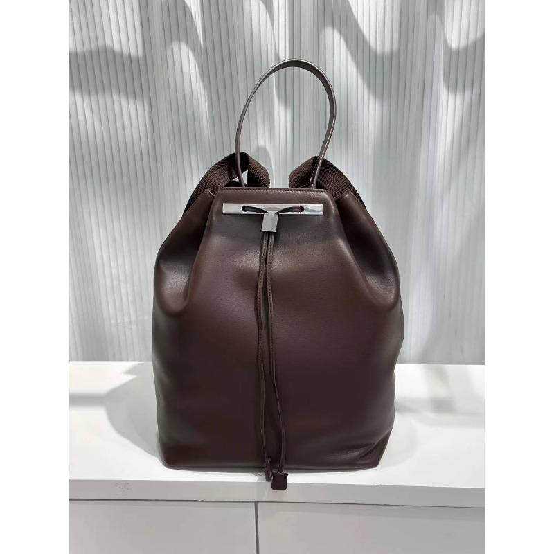 

Leather backpack Women s cowhide travel backpack Large capacity commuter fashion backpack Niche design drawstring bundle bag 27*38*13cm ебеновий