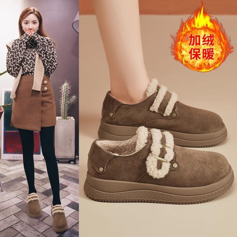 Cotton shoes women's new winter velvet warm thickened outer wear low-top casual women's shoes