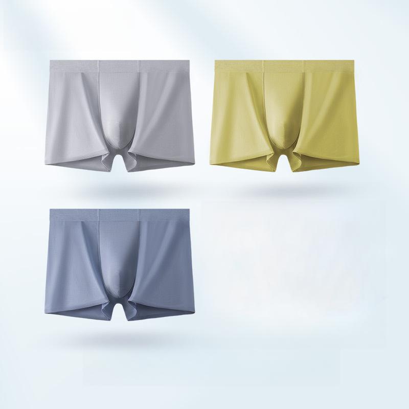 

3 шт. Мужское бесшовное нижнее белье из ледяного шелка с плоскими штанинами, летнее тонкое спортивное нижнее белье, мужское однотонное нижнее белье с квадратными штанинами, боксеры-брифы 3XL