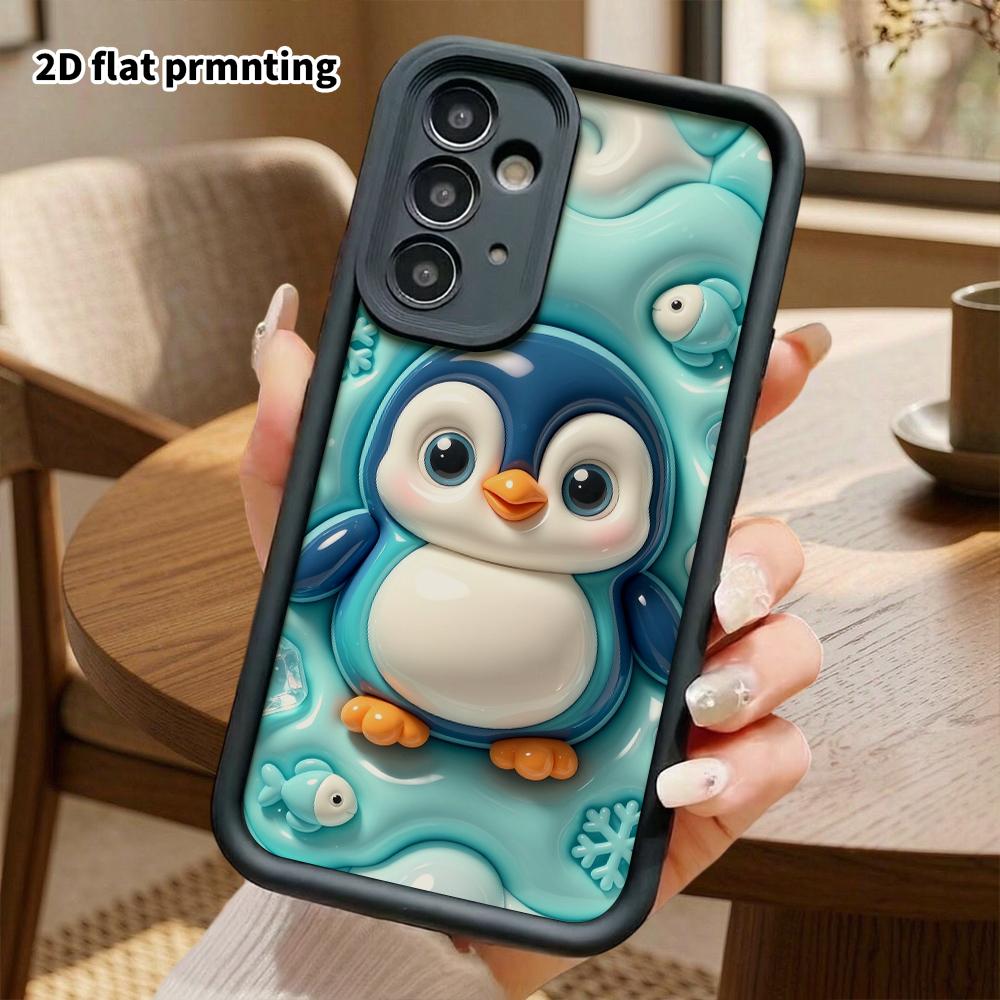 Phone case: 2D flat, suitable for Samsung Galaxy A34 A35 M05 M06 S20 S22 S21 FE Plus 5G protective case, blue and white chubby penguin, perfect Christ
