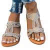 2025 High Quality Women's Shoes Elastic Band Women's Sandals Fashion Crystal Casual Sandal Swomen Summer Plus Size Flat Sandals