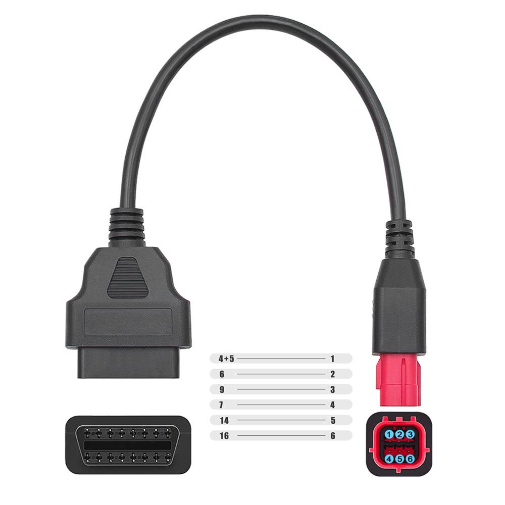 Cable Adaptador OBD de 6 Pines para Motocicleta Honda Guzzi Piaggio Vespa