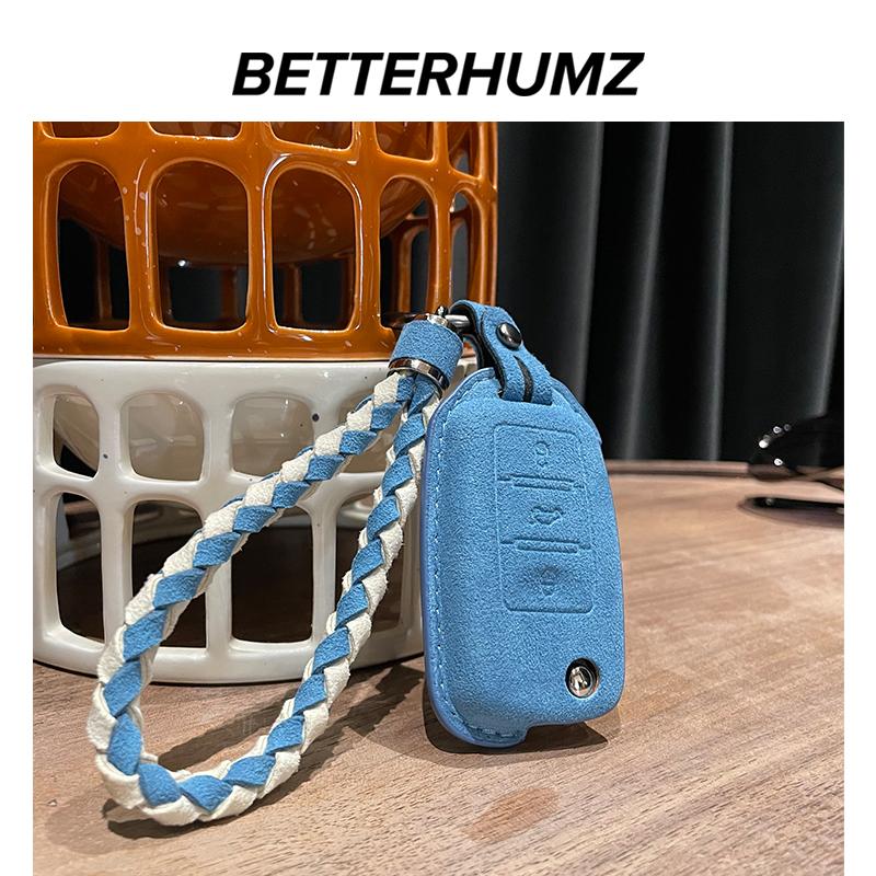 For Volkswagen VW Polo Tiguan Golf Jetta Beetle Eos Scirocco Up Transporter Sharan Made of Alcantara Wrap Car Key Case Cover