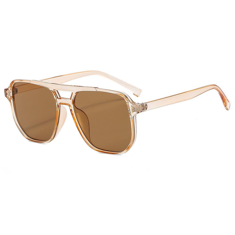 Trendy Retro Double Beam Sunglasses for Women - Large Frame, Ocean Lens, European & American Style