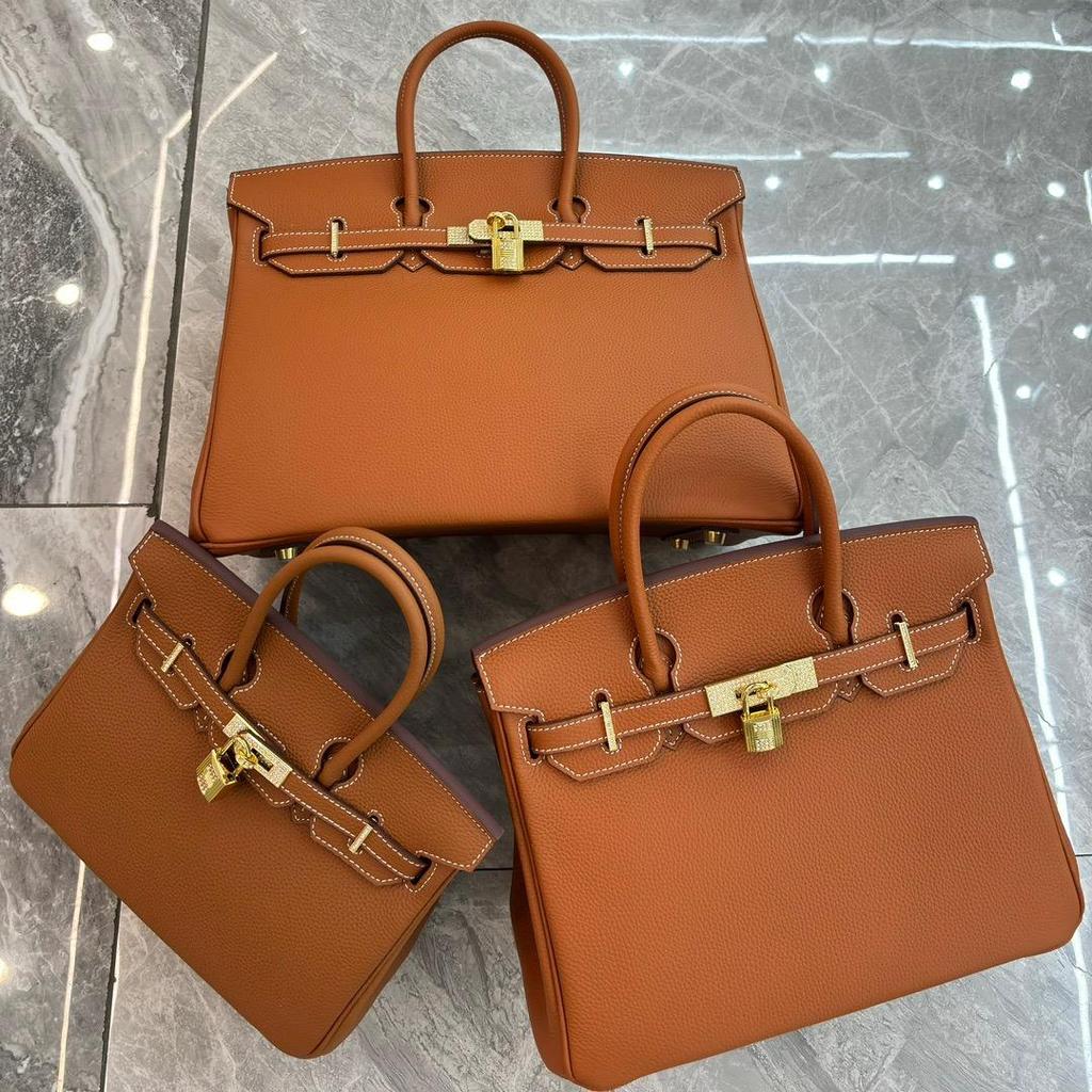 Large-capacity Litchi Pattern Togo Gold and Silver Diamond Genuine Leather Top-grain Cowhide Fashionable and Versatile Single-shoulder Handbag