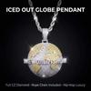 2 Tone Round Brass Pendant Men Hip Hop Necklace Full Bling Cubic Zirconia CZ Fashion Jewelry