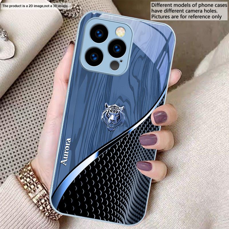 Mignon Tigre Doré Marron Pour iPhone 16 E 15 14 13 Plus 12 mini 11 Pro Max 11Pro XR Xs X 7 8 Plus 16E Coque de Téléphone en Verre Trempé