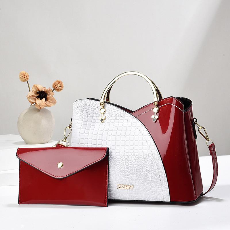 Stylish And Spacious New Women s Tote Bag With Trendy Crocodile Pattern In Burgundy White WineWhite