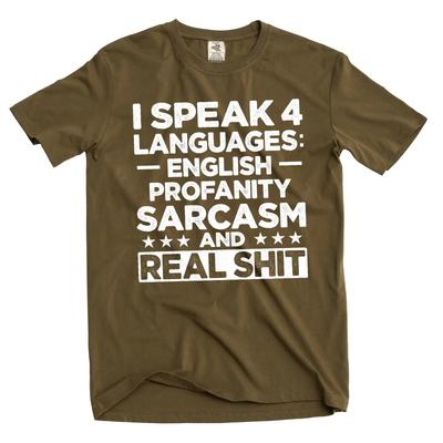 Men's Funny I Speak 4 Languages T-shirt Profanity Sarcasm Humorous Tee Shirt