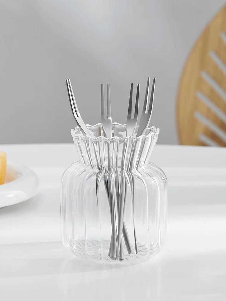 304 Stainless Steel Fruit Fork Solid Round Stick Small Fork High Appearance Level Household Long Handle Fruit Cake Dessert Fork