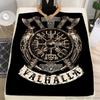 1pc Flanged Blanket, Viking Logo Printing Blanket, suitable for sofas, beds, offices, travel, camping chairs, warm plush blanket