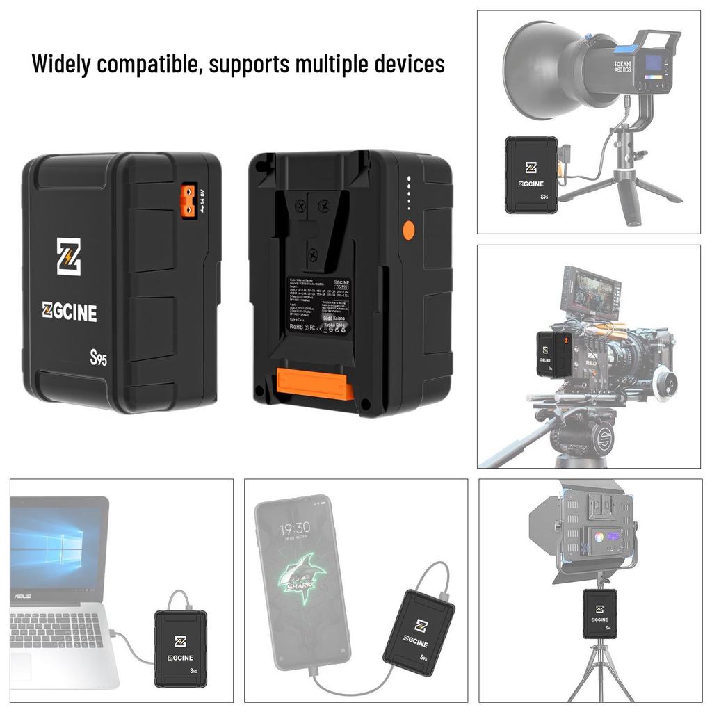 ZGCINE V-Mount S95 Battery for Outdoor Camera, Monitor & Video Transmission