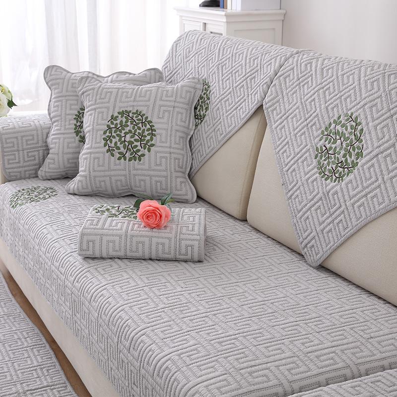 Pure Cotton Chinese Sofa Cushion, Universal Non-Slip In All Seasons, High-End Solid Wood Sofa Seat Cushion, Simple Modern Cover Cloth Cover Towel