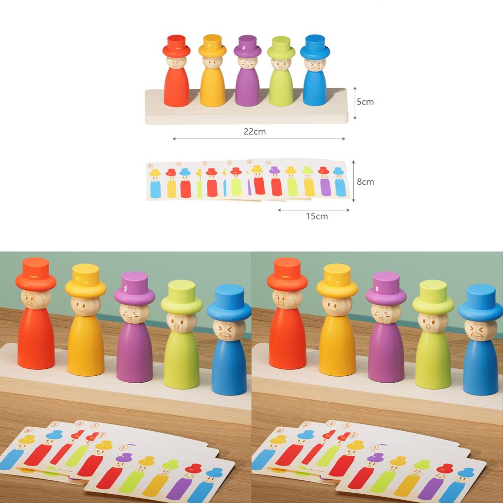 Montessori Holzspielzeug für Kleinkinder mit Gesichtsausdrucksfiguren für frühes Lernen und Feinmotorik