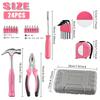 Durable Pink/Yellow DIY Tool Kit Household Compact Hand Tool Kit Metal Toolbox Home Use