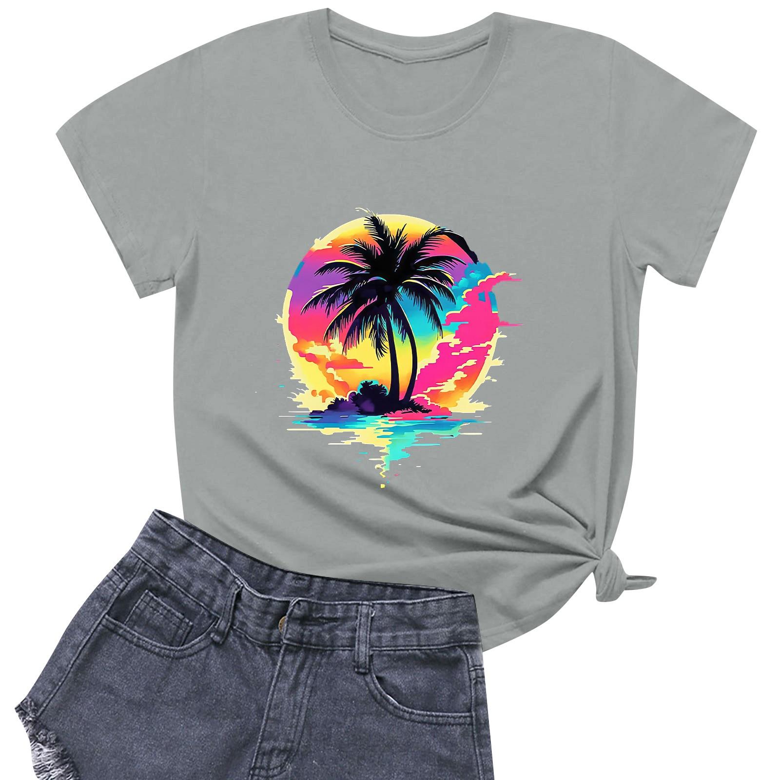 

Женская повседневная футболка с круглым вырезом и короткими рукавами с принтом XL