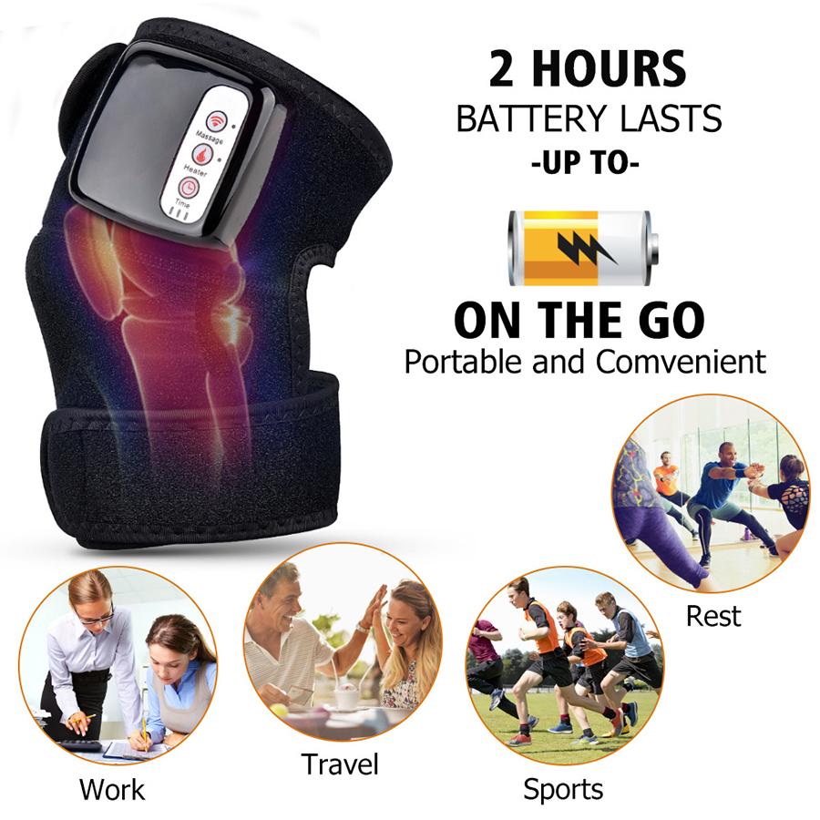 Heated and Vibration Massage Knee Brace Wrap for Knee Injury Cramps Arthritis Recovery Massager for Muscles Pain Relief