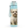 1PC Puppy Surrounded By Grass Print 750ml Color Plastic Sports Water Bottle Leakproof Flip Straw Lid Suitable for Sports Office Home Use