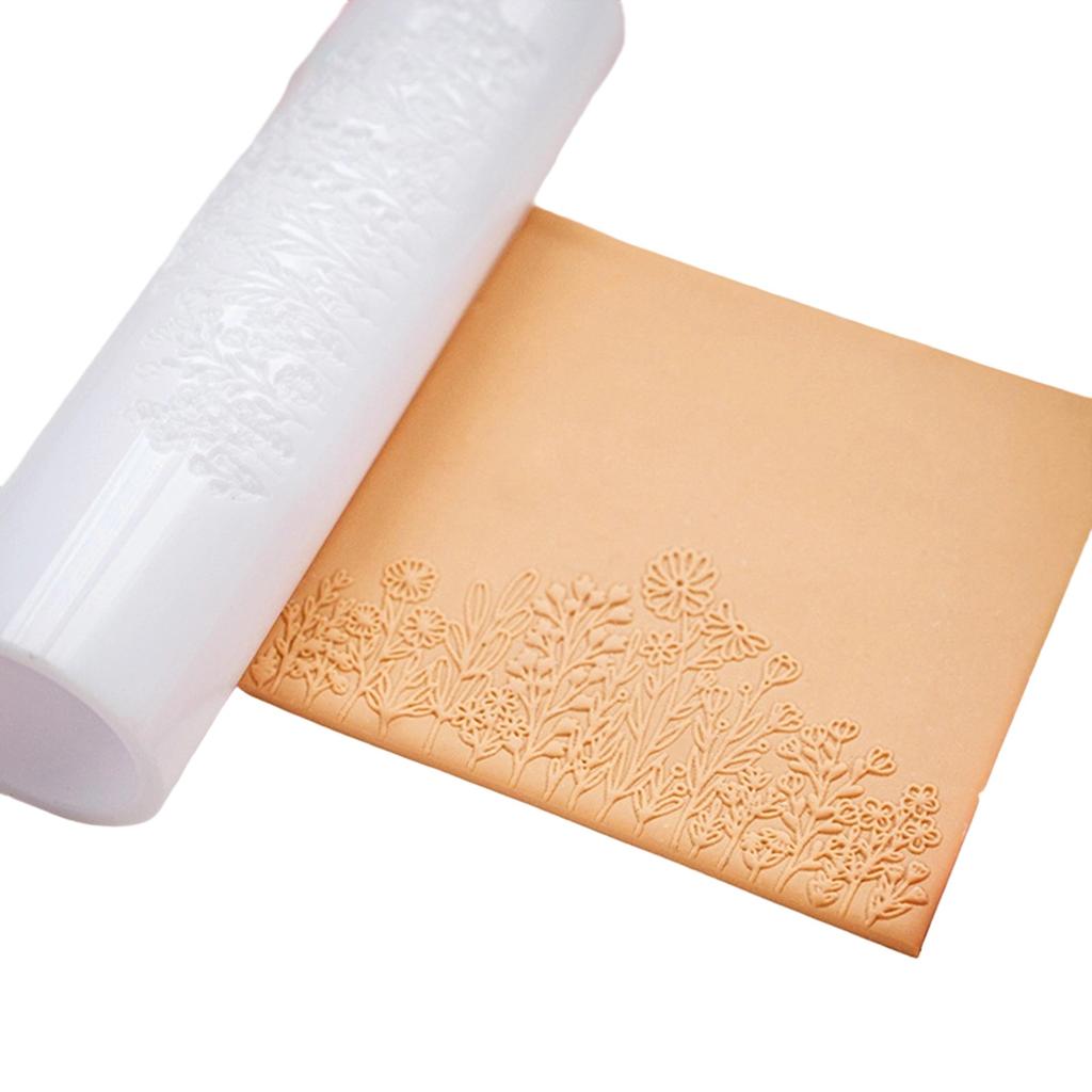 Acrylic Clay Roller For Earring Making With Floral Patterns And Easy Grip Handle Cowhides Texture Mold Pottery Tool