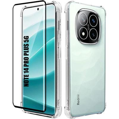 Case - E.F.CONNECTION - For Xiaomi Redmi Note 14 Pro+ 5G - Shockproof TPU - 2 Tempered Glasses - Transparent