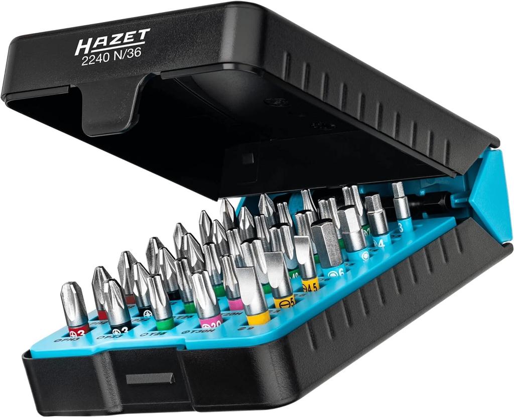 HAZET Pro Bit Tool Bit Pozidriv Profile PZ Hex Practical Bit Box Imported from Set, 36-Piece Set, 6.3 (1/4-inch) Output, [Officially Japan] 2240N/36