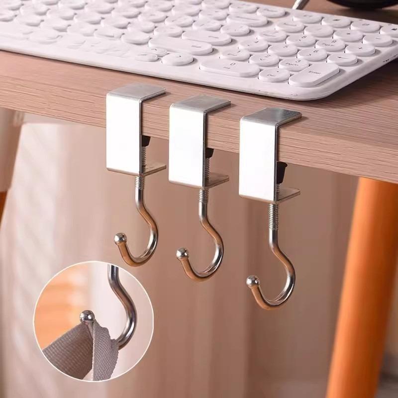 1-5pc Adjustable Backpack Hook 360° Rotatable Table Hooks Desktop Detachable Mobile Bag Hanger Desks School Home Storage