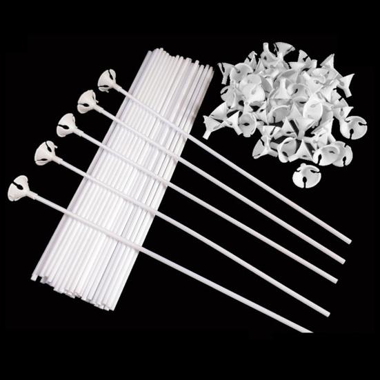 100 ks Držáky na balónky Tyčky Plastové Držáky a Kelímky na Uvazování Balónků Oblouk Výročí Narozeninové Oslavy Promoce Svatba Dekorace