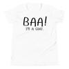Baa I'm A Goat Funny Lazy Halloween Costume Outfit Youth Short Sleeve T-Shirt